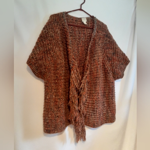 Chico's Chain Inlaid Fringe Cardigan Size 12 - Picture 5 of 15